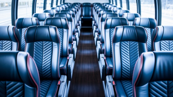 50 passenger charter bus inside boston